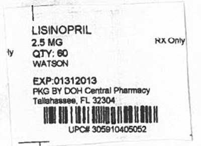 Principal Display Panel Once-daily Lisinopril Tablets Usp 2.5mg (Lisinopril 2.5mg)